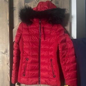 Nautica Women's Vibrant Red Puffer Coat
